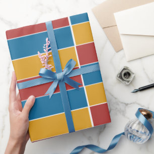 Rot Blau Gelb Streifen Geschenkpapier