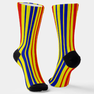 Rot Blau Gelb Streifen Muster Design Socken
