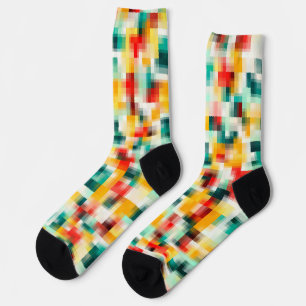 Rot-Blau-Gelb-Weiß Abstraktes Muster Socken