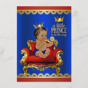Rot Blau Gold Stuhl Ethnisch Prinz Junge Baby Dusc Einladung