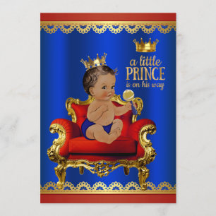 Rot Blau Gold Stuhl Ethnisch Prinz Junge Baby Show Einladung