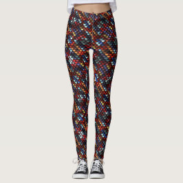 Rot, Blau, Golden & Silver Sequenzen Leggings