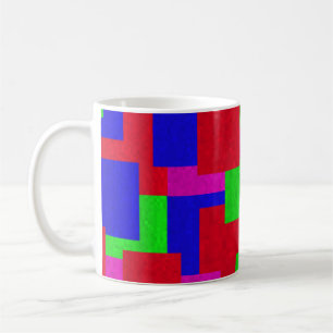 Rot-blau-grün-Abstrakte Mosaikblockfarben, Kaffeetasse