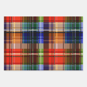 Rot Blau Grün Gelb Kariert Tartan Design Geschenkpapier Set