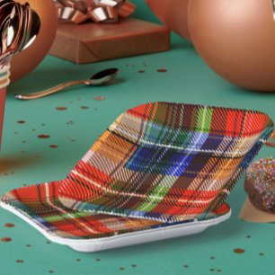 Rot Blau Grün Gelb Kariert Tartan Design Pappteller