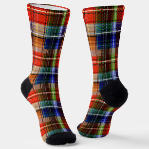 Rot Blau Grün Gelb Kariert Tartan Design  Socken