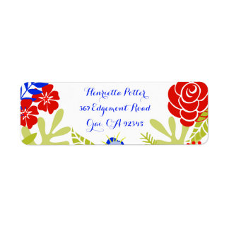 Rot Blau Grün Vintage Blumenmuster