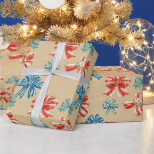 Rot, Blau, Grün, Weißes Schleifenmuster Geschenkpapier