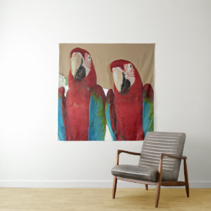 Rot, Blau, Grüne Macaws (Papageien) Wandteppich