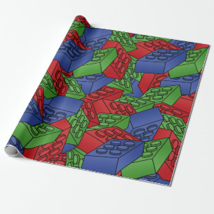 Rot, Blau, grünes Gebäude Geschenkpapier