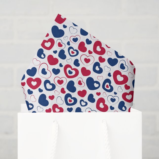 Rot-Blau-Herzen-Tissue-Papier Seidenpapier (Geschenktüte)