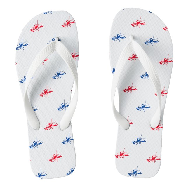 Rot-Blau-Hummermuster Patriotisch Flip Flops (Fußbett)