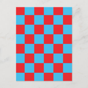 Rot Blau Kariert Kontroll Design  Postkarte