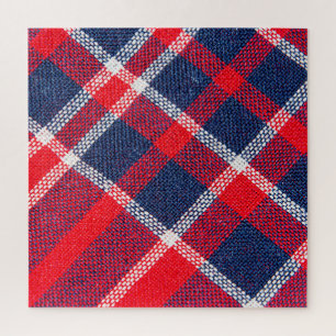 Rot-blau karierte Wolle Textur.