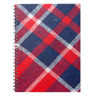 Rot-blau karierte Wolle Textur. Notizblock