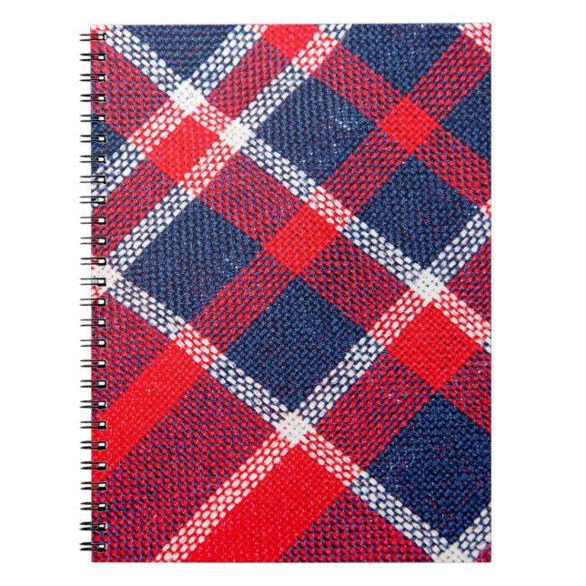 Rot-blau karierte Wolle Textur. Notizblock (Vorderseite)
