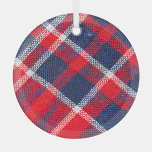 Rot-blau karierte Wolle Textur. Ornament Aus Glas
