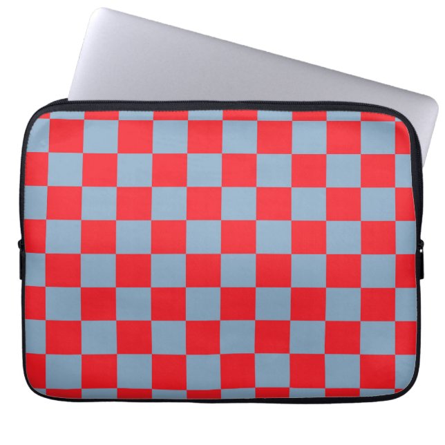 Rot-blau kariertes Gingham-Muster Laptopschutzhülle (Vorderseite)