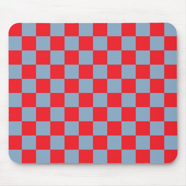 Rot-blau kariertes Gingham-Muster Mousepad (Vorne)
