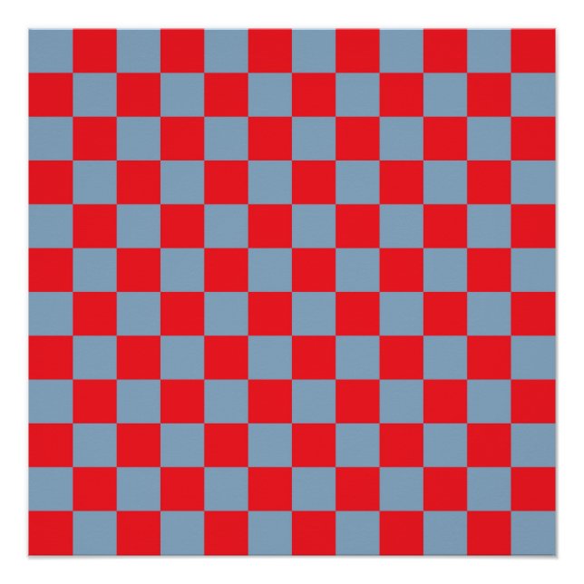 Rot Blau Kariertes Gingham-Muster Poster (Vorderseite)