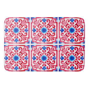 Rot & Blau Mexikanisch Traditionelle Florale Talav Badematte