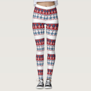 Rot-Blau-Ornament Leggings