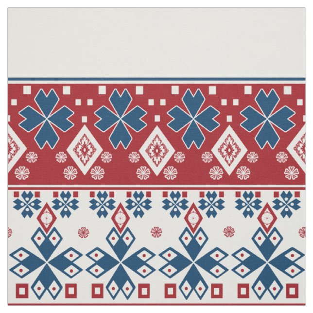 Rot-Blau-Ornament Stoff (Muster)