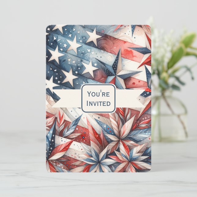 Rot-Blau-Party Einladung (Stehend Vorderseite)