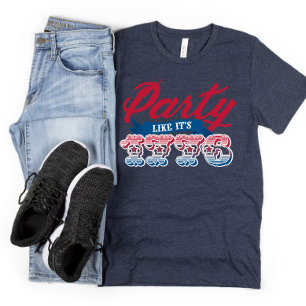 Rot Blau Party wie 1776 4. Juli T-Shirt