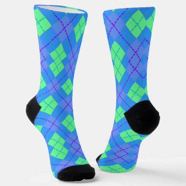 Rot-Blau-Raute Socken (Gewinkelt)