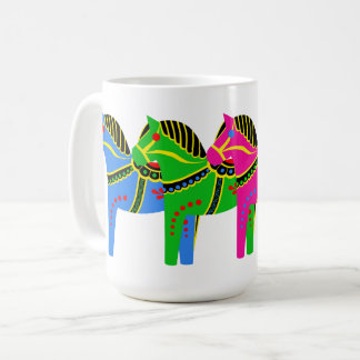 Rot/blau/rosa/grün Nordisches Folklopferd Dala Kaffeetasse