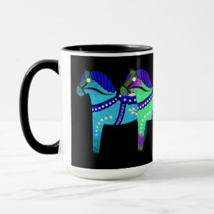 Rot/blau/rosa/grün Nordisches Folklopferd Dala Tasse