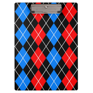 Rot Blau Schwarz Argyle Diamant Muster Design Klemmbrett