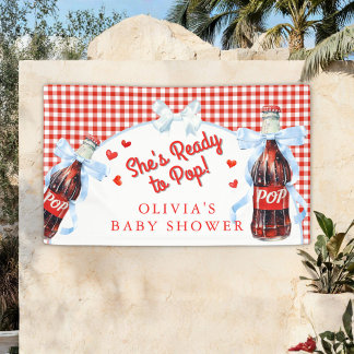 Rot & Blau Sie ist bereit zu platzen Baby Shower Banner