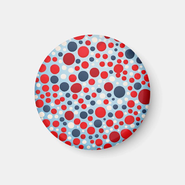 Rot Blau Tupfenmuster Magnet (Vorne)