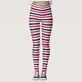 Rot, blau und weiß Streifen Leggings
