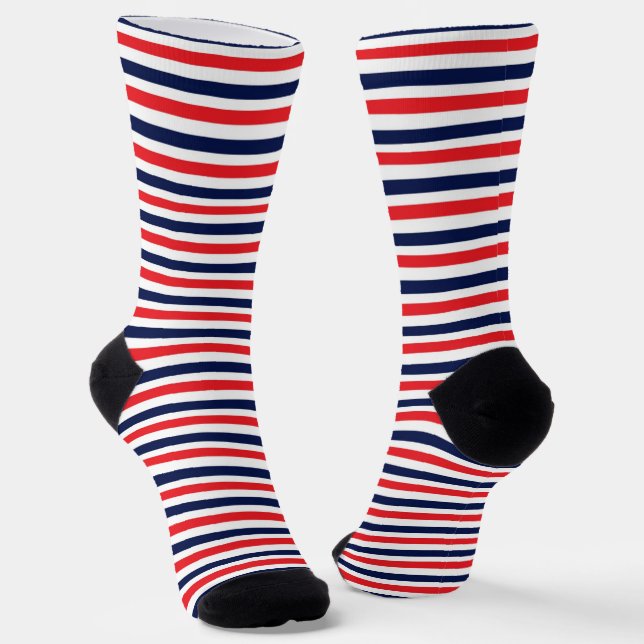 Rot, blau und weiß Streifen Socken (Gewinkelt)