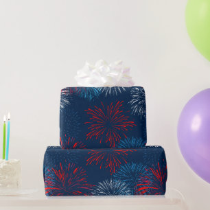 Rot-Blau- und Weißfeuerwerk Geschenkpapier