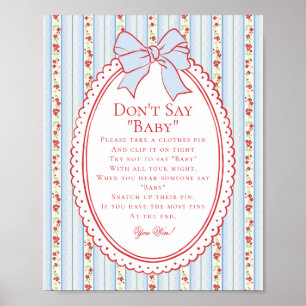 Rot & Blau Vintage Fancy Floral Dont Say Baby Spie Poster