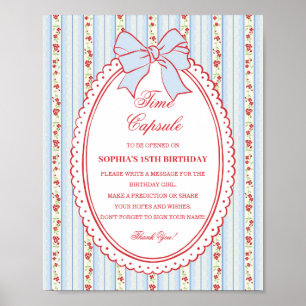 Rot & Blau Vintage Fancy Floral Time Capsule Spiel Poster