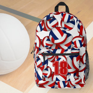 Rot-Blau-Volleyball-Mannschaftsfarben mit Namen de Bedruckter Rucksack