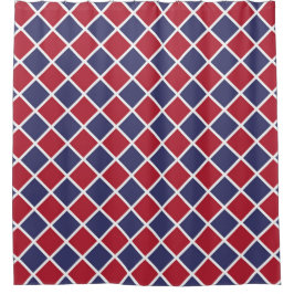 Rot Blau Weiß Harlekin Diamant Karomuster Duschvorhang