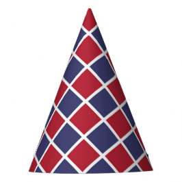 Rot Blau Weiß Harlekin Diamant Karomuster Partyhütchen