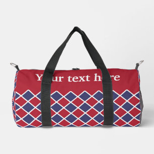 Rot Blau Weiß Harlekin Diamant Personalisiert Klei Duffle Bag