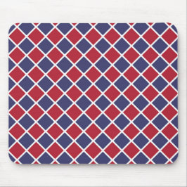 Rot Blau Weiß Harlekin Diamant Schachbrett Muster Mousepad