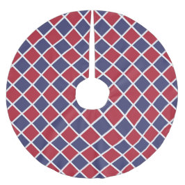 Rot Blau Weiß Harlekin Diamant Schachbrett Muster Polyester Weihnachtsbaumdecke