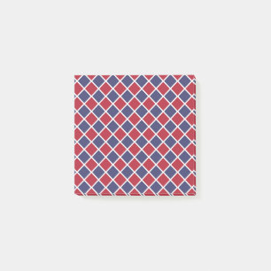 Rot Blau Weiß Harlekin Diamant Schachbrett Muster Post-it Klebezettel