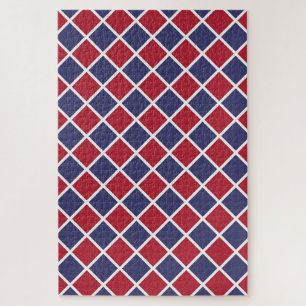 Rot Blau Weiß Harlekin Diamant Schachbrettmuster