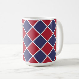 Rot Blau Weiß Harlekin Diamant Schachbrettmuster Kaffeetasse