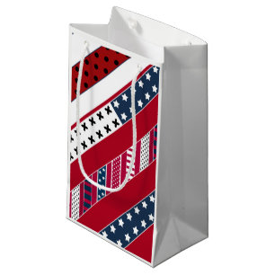 Rot-blau-weiße nationale Patriotische Hintergrund. Kleine Geschenktüte